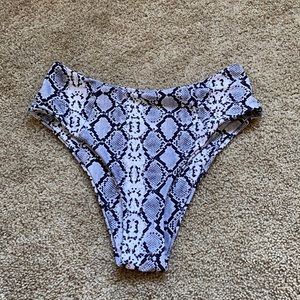 high cut snake skin bikini bottom